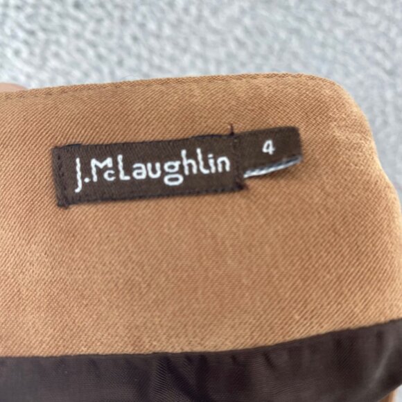 J Mclaughlin Skirt Womens 4 Brown Colorblock Stretch Microsuede Mini Gold Buckle - Picture 7 of 11